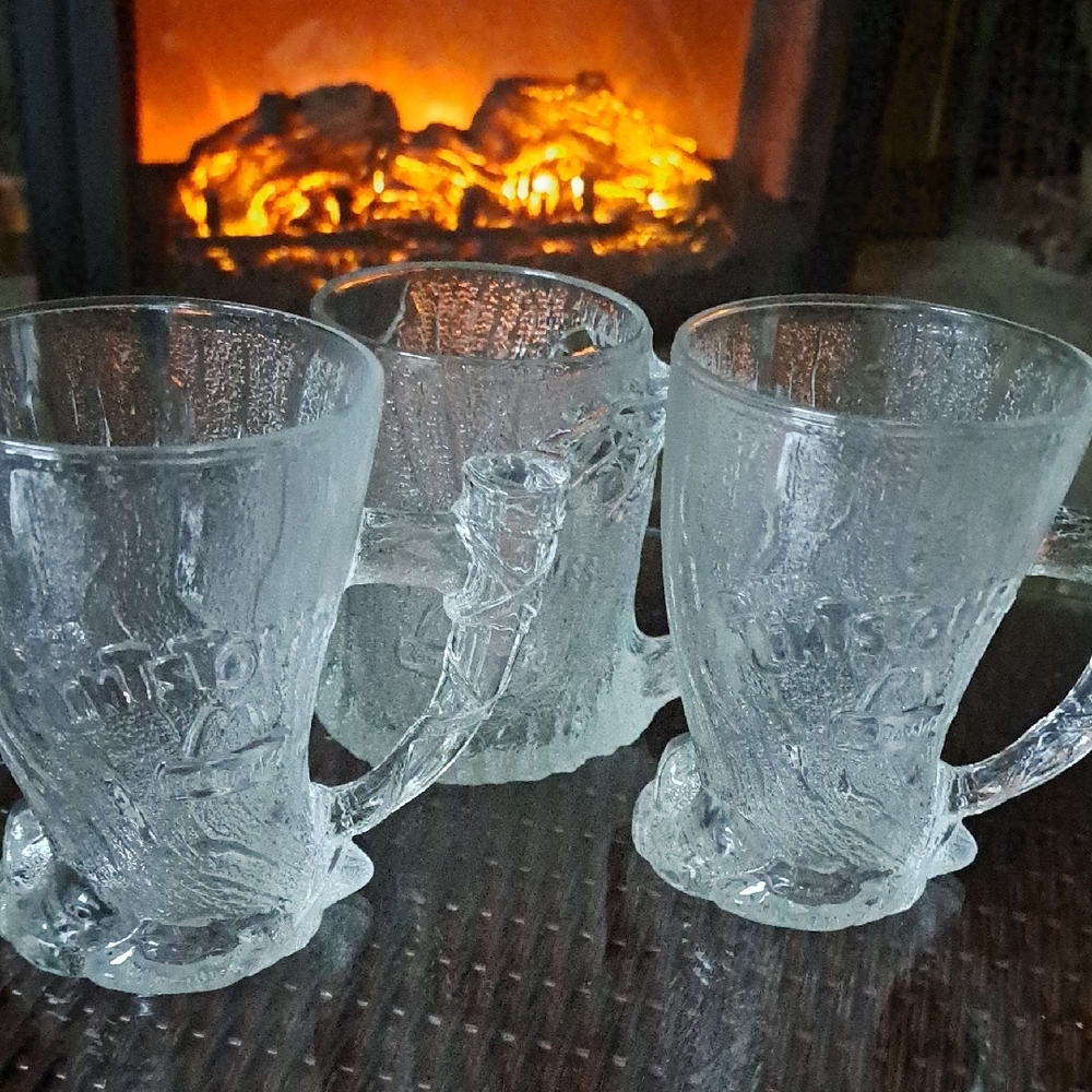 3 Made in France 1993 Flintstones McDonald's MUGS 2 Mammoth & 1 Treemendous